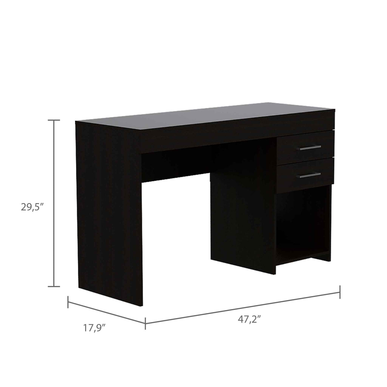 Deon Black Two Drawer Computer Desk-1