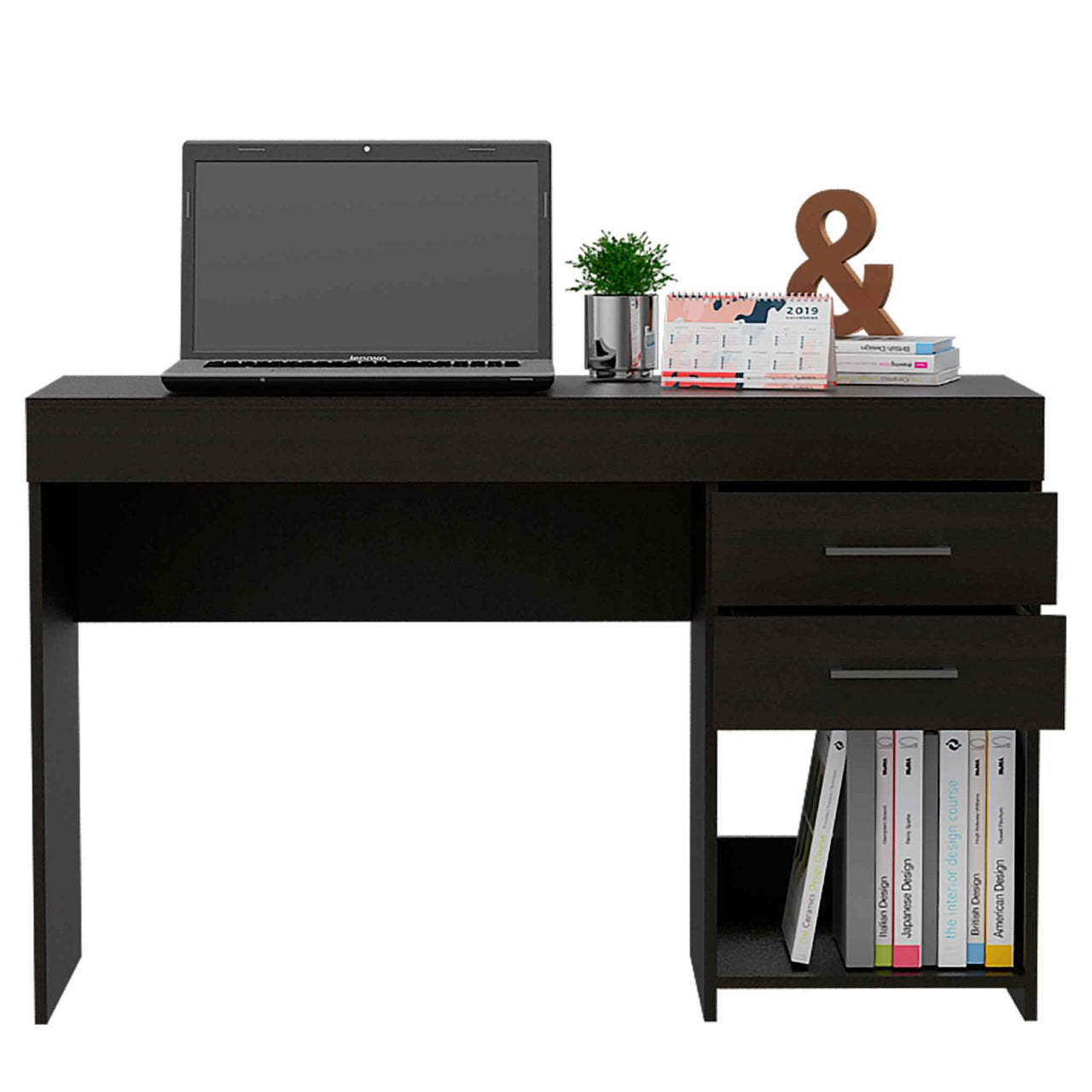 Deon Black Two Drawer Computer Desk-4