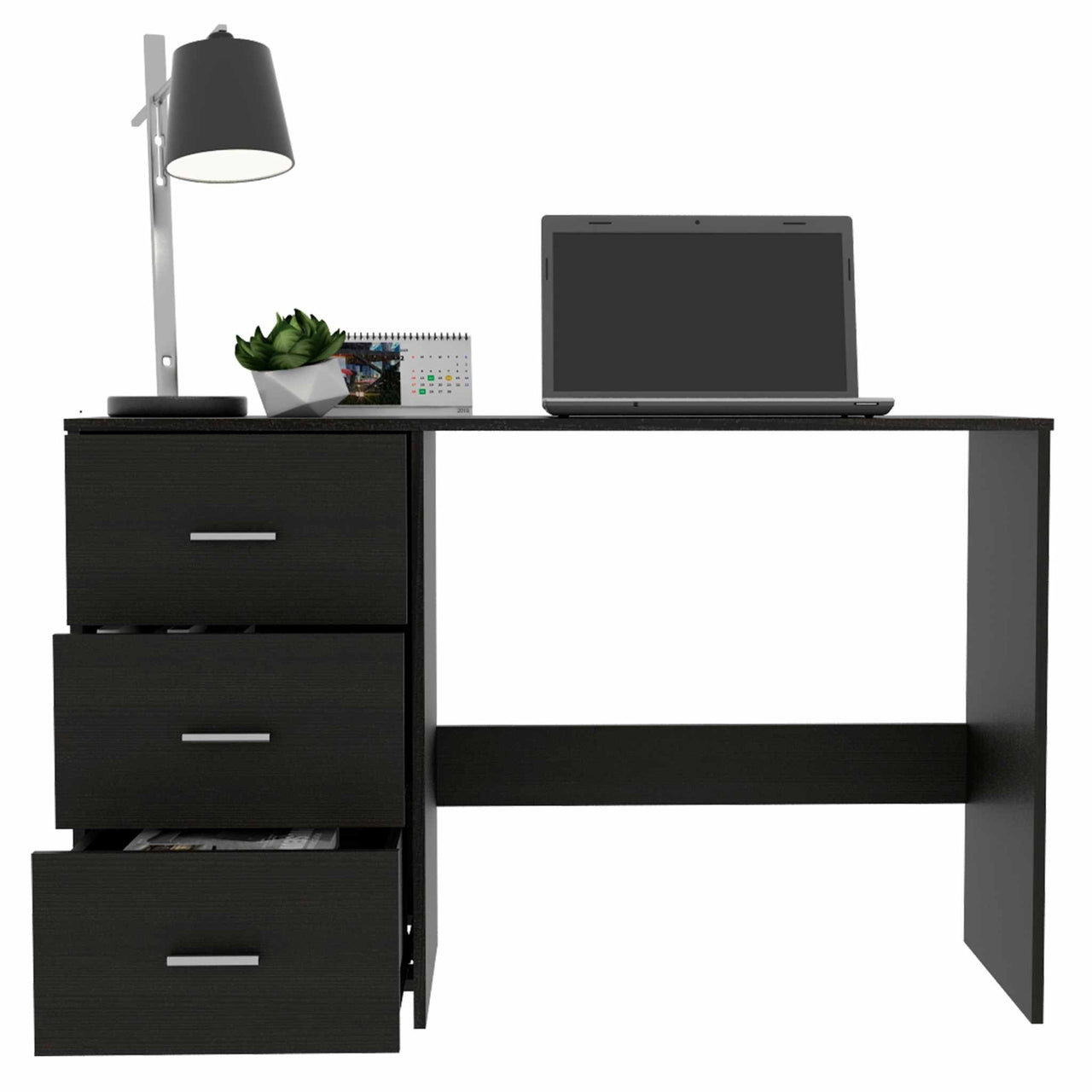 Echo Black Computer Desk with Three Drawers-4