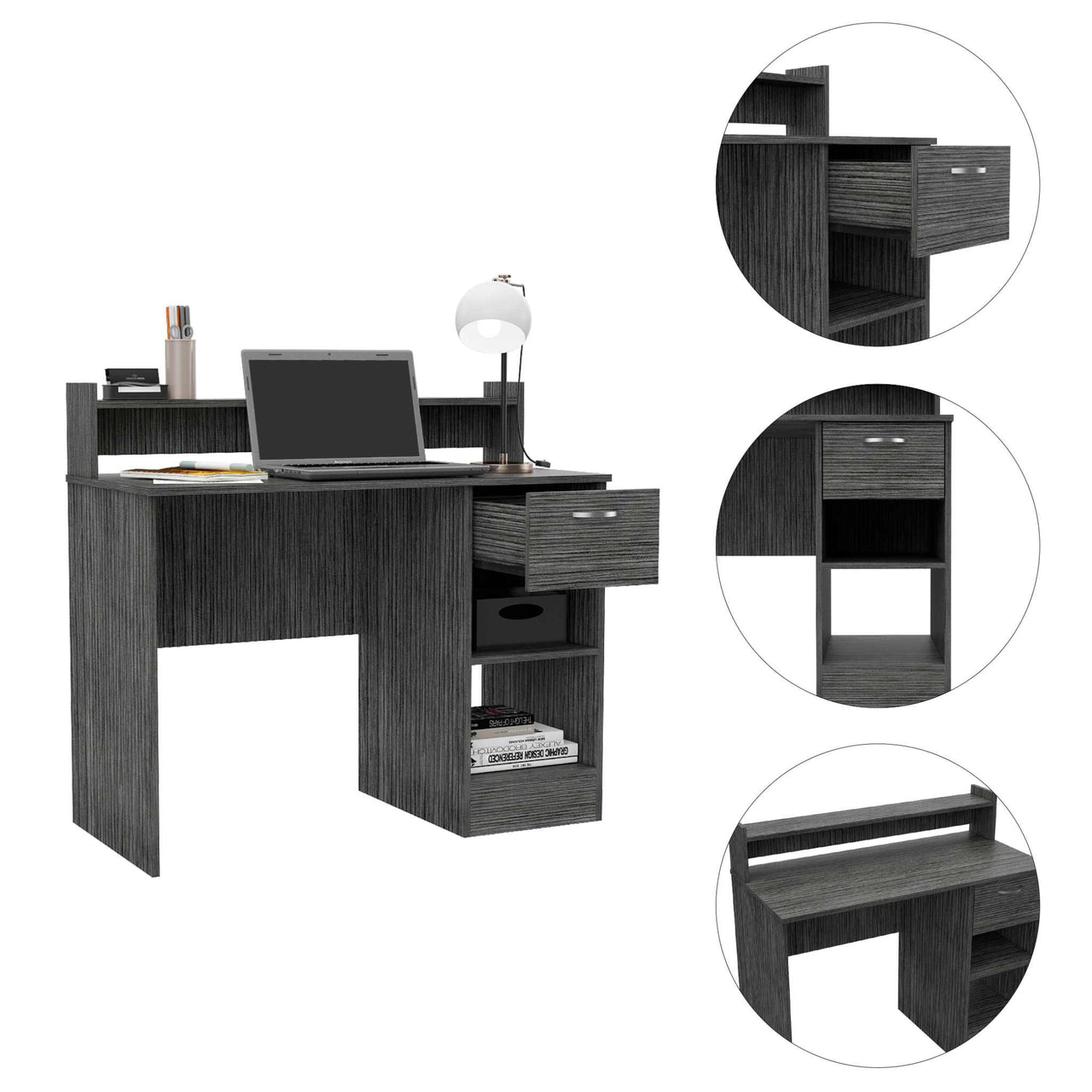 Luxin Smoky Oak Computer Desk-1