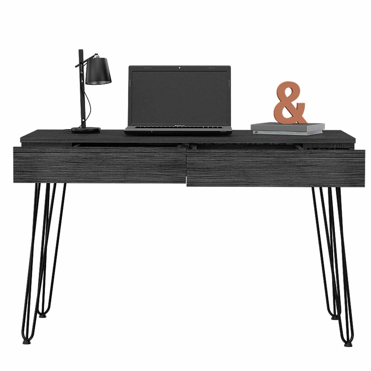 Roxy Gray Computer Desk with Two Drawers-4