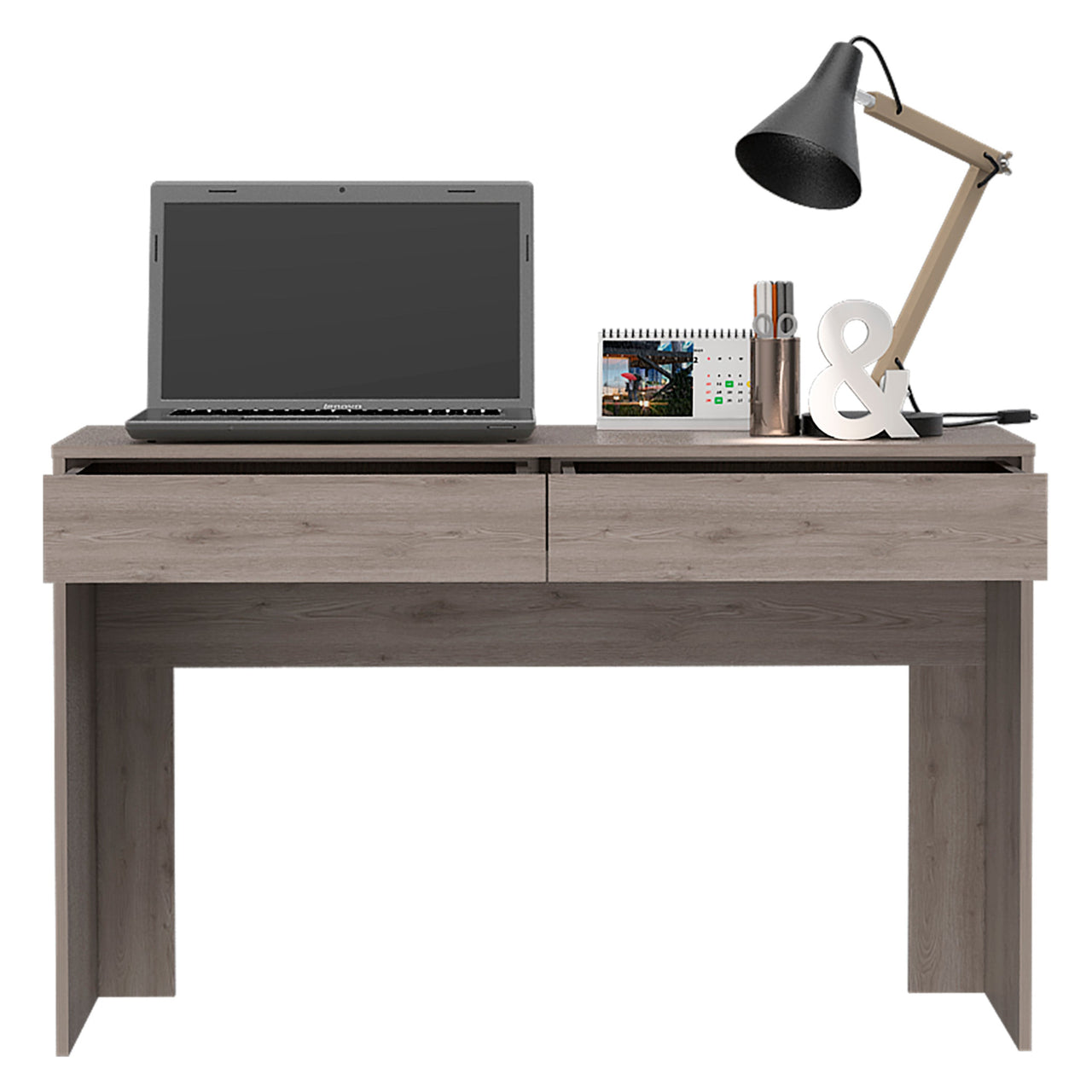 Clio Light Gray Computer Desk with Two Drawers-3