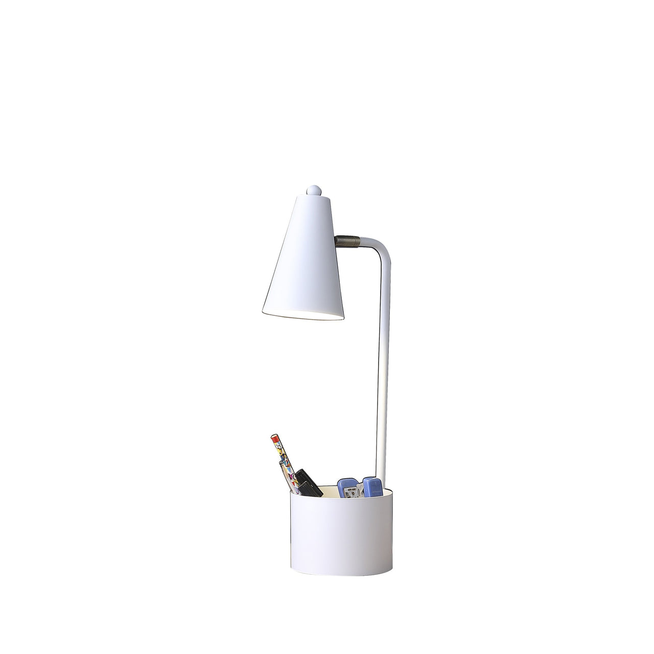 20" Compact White Student Metal Desk Lamp-1
