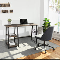 Thumbnail for Modern Home Office Computer Table With Storage Shelves - Vintage Brown-0