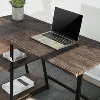 Thumbnail for Modern Home Office Computer Table With Storage Shelves - Vintage Brown-1