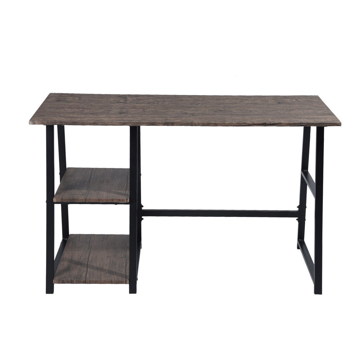 Modern Home Office Computer Table With Storage Shelves - Vintage Brown-4