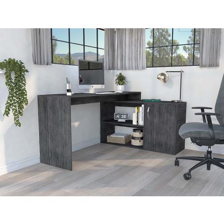 Sleek Smokey Oak L Shape Office Desk-1
