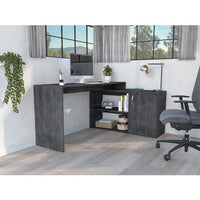 Thumbnail for Sleek Smokey Oak L Shape Office Desk-1