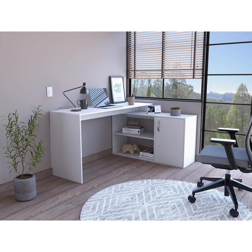 Sleek White L Shape Office Desk-3