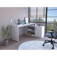Thumbnail for Sleek White L Shape Office Desk-3