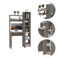 Thumbnail for Modern Light Gray Office Desk with Storage Cabinet-2