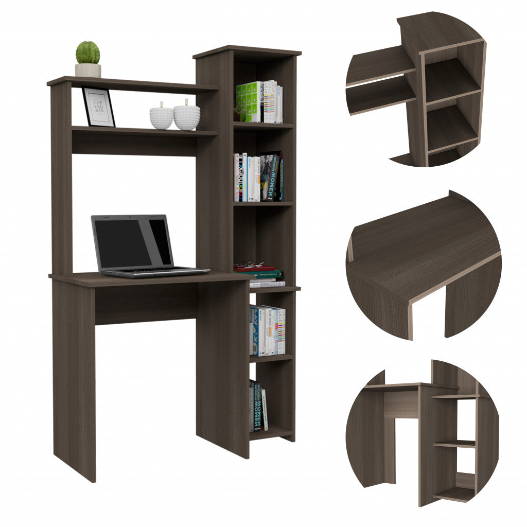 Modern Smokey Oak  Office Desk with Storage Cabinet-2