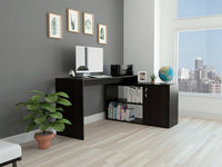 Thumbnail for Sleek Black Wengue L Shape Office Desk-2