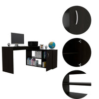 Thumbnail for Sleek Black Wengue L Shape Office Desk-4
